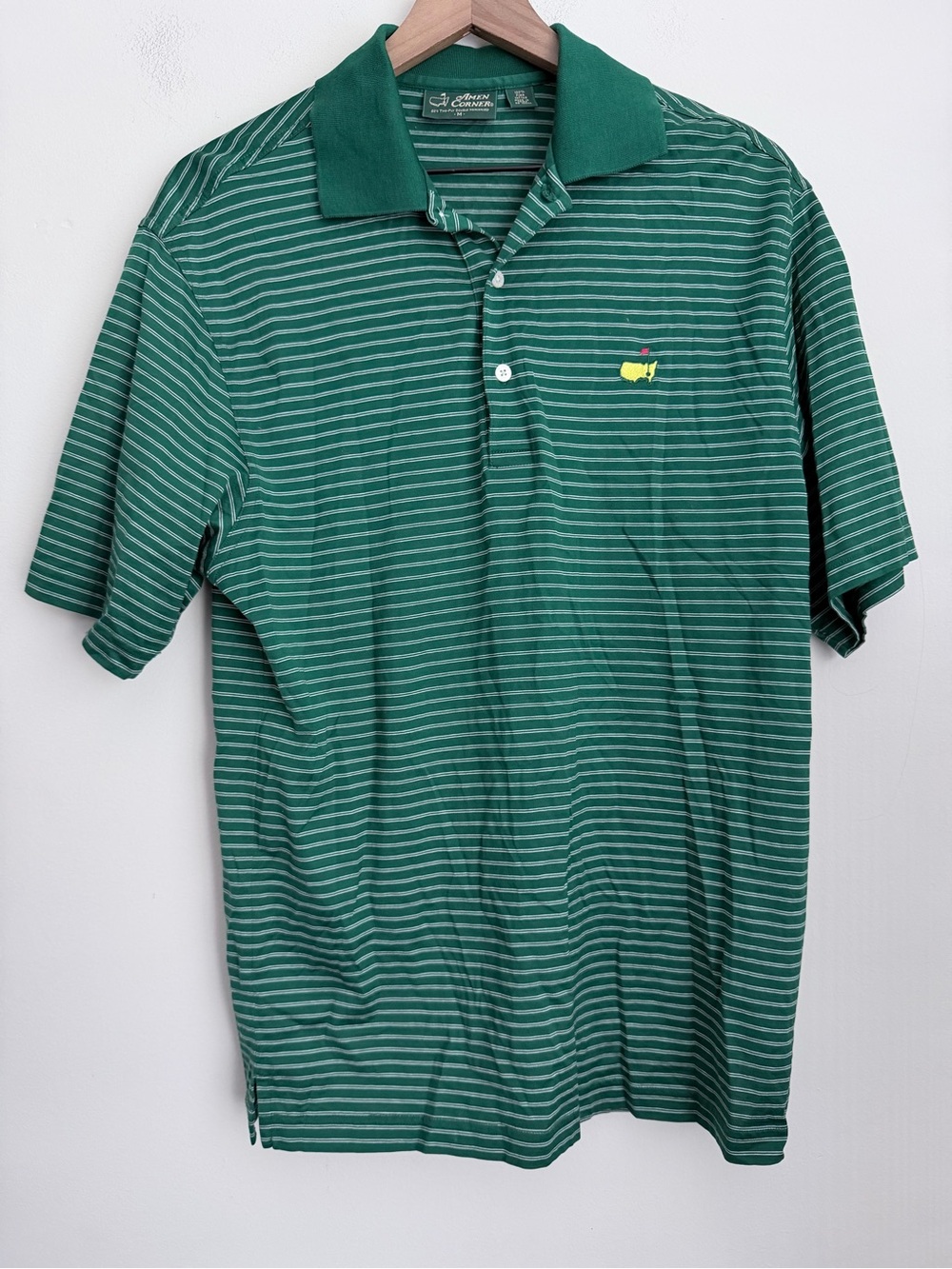 Amen Corner Masters Golf Polo green striped short sleeve M